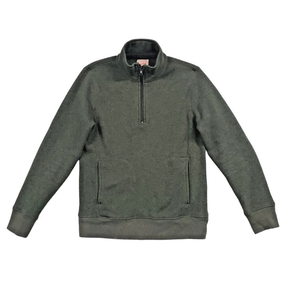 J. CREW Men's S 1/4 Zip Green Sweatshirt Knit Fleece Lined